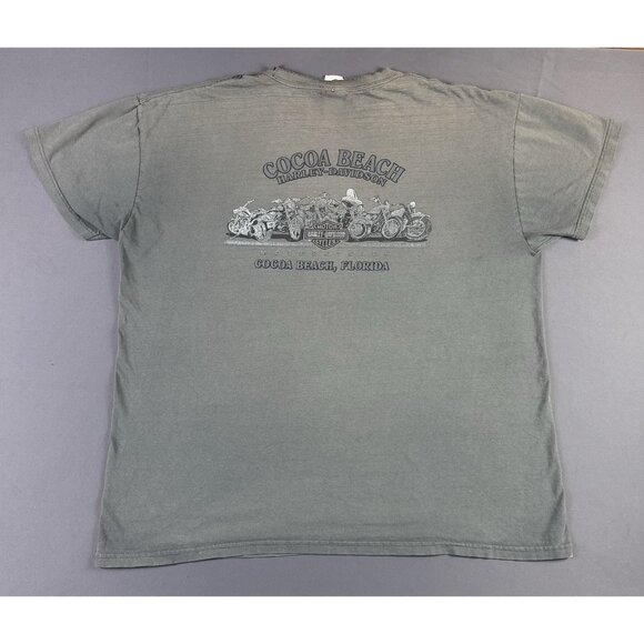Rare Vintage Y2K Harley Davidson Thrashed Fade Cocoa Beach Florida 2XL Fit Shirt - Picture 2 of 16